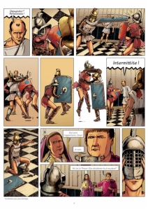 Un combat de gladiatrices devant l’empereur Othon  (L’Année des quatre empereurs. Tome 2. Les 100 jours d’Othon, p. 7) © S. Luccisano & C. Ansar - GALLIA VETVS 2023